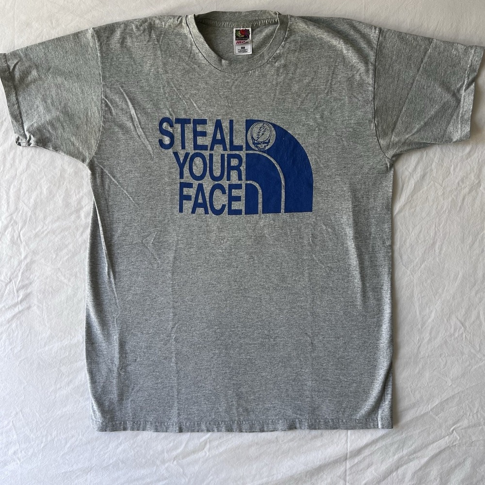 VTG 90s Grateful Dead Steal Your Face North Face Parody Lot Shirt XXL Dbl Stitch